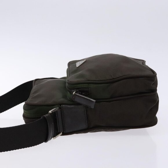 PRADA Shoulder Bag Nylon Khaki Silver Auth sw1198 - Picture 4 of 16